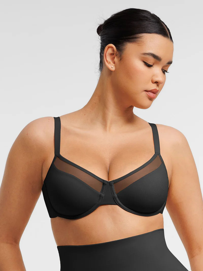 Bügelfreier BH AirSculpt Sheer Mesh Full Coverage Unpadded Underwire Bra 4