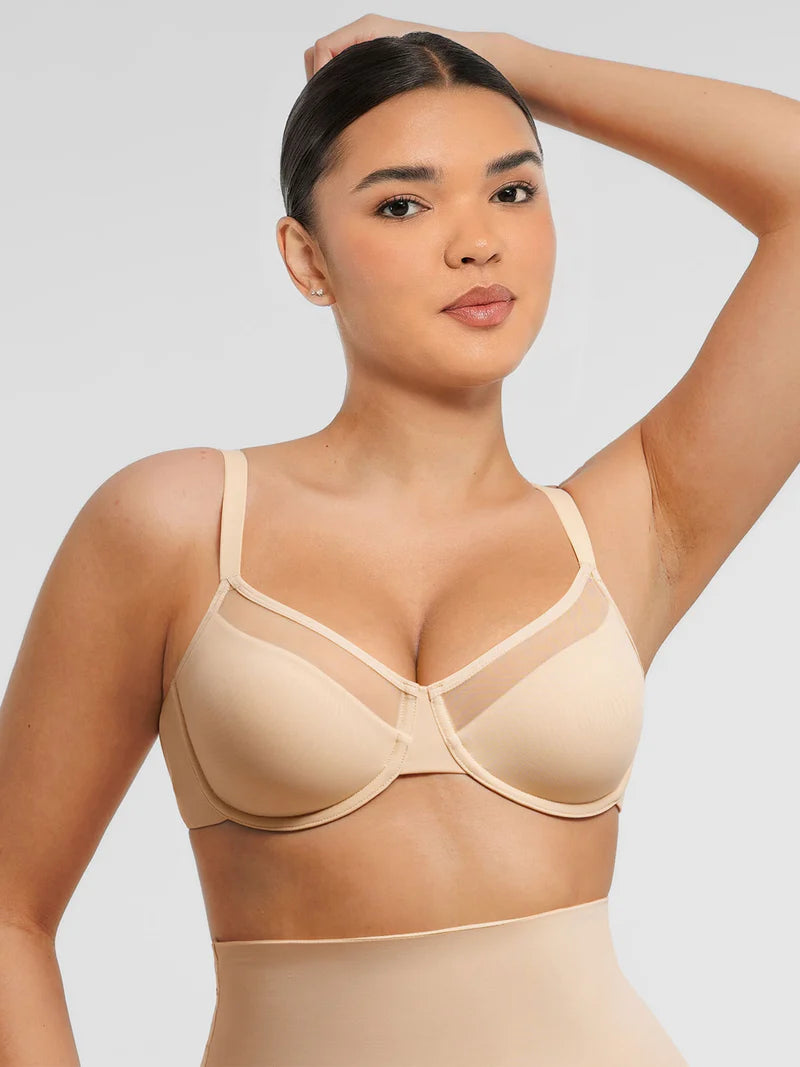 Bügelfreier BH AirSculpt Sheer Mesh Full Coverage Unpadded Underwire Bra 4