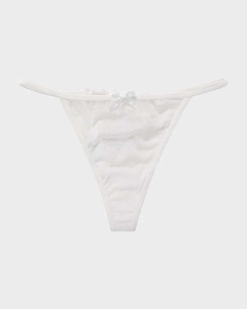 V-String-Höschen mit Spitzenbesatz aus Mesh