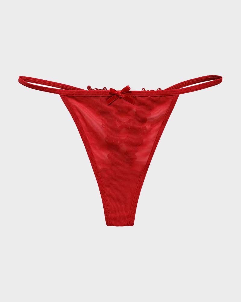 V-String-Höschen mit Spitzenbesatz aus Mesh